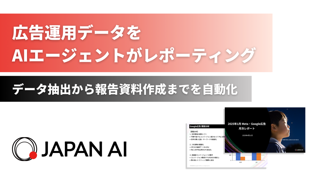AIエージェント「広告レポートエージェント」の提供を開始 ～広告運用データを自動でレポート化し、営業活動時間を最大化～のアイキャッチ画像