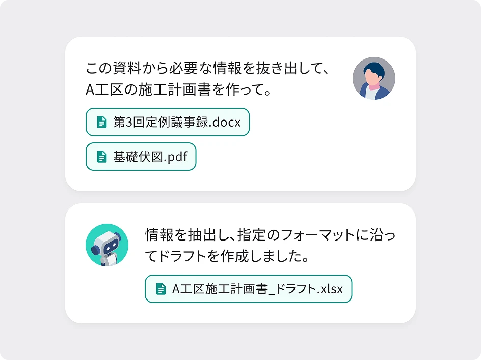 施工計画書作成AIの画面イメージ