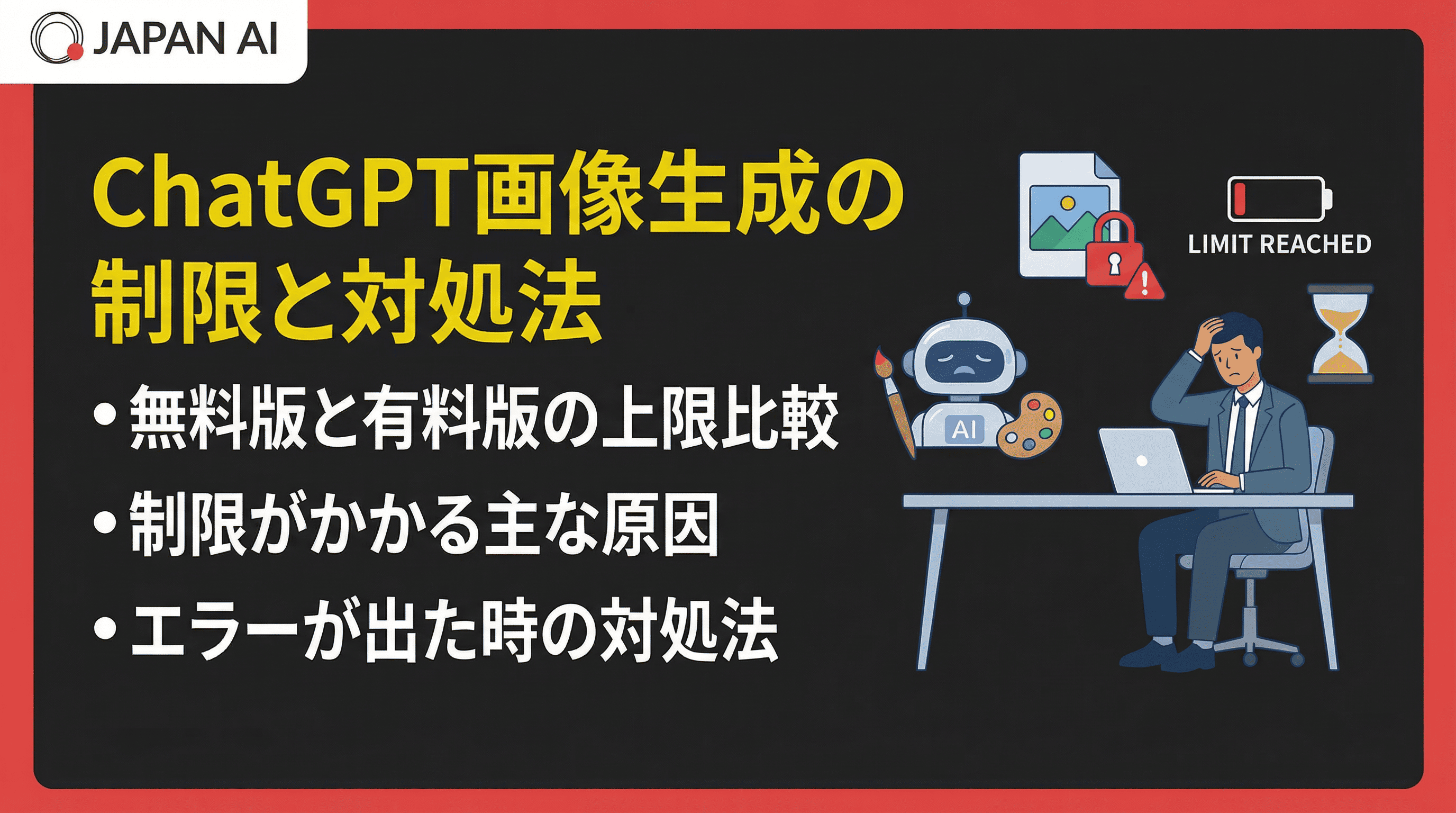 ChatGPT画像生成の制限にかかった時の対処法は？無料・有料プラン別の上限も解説