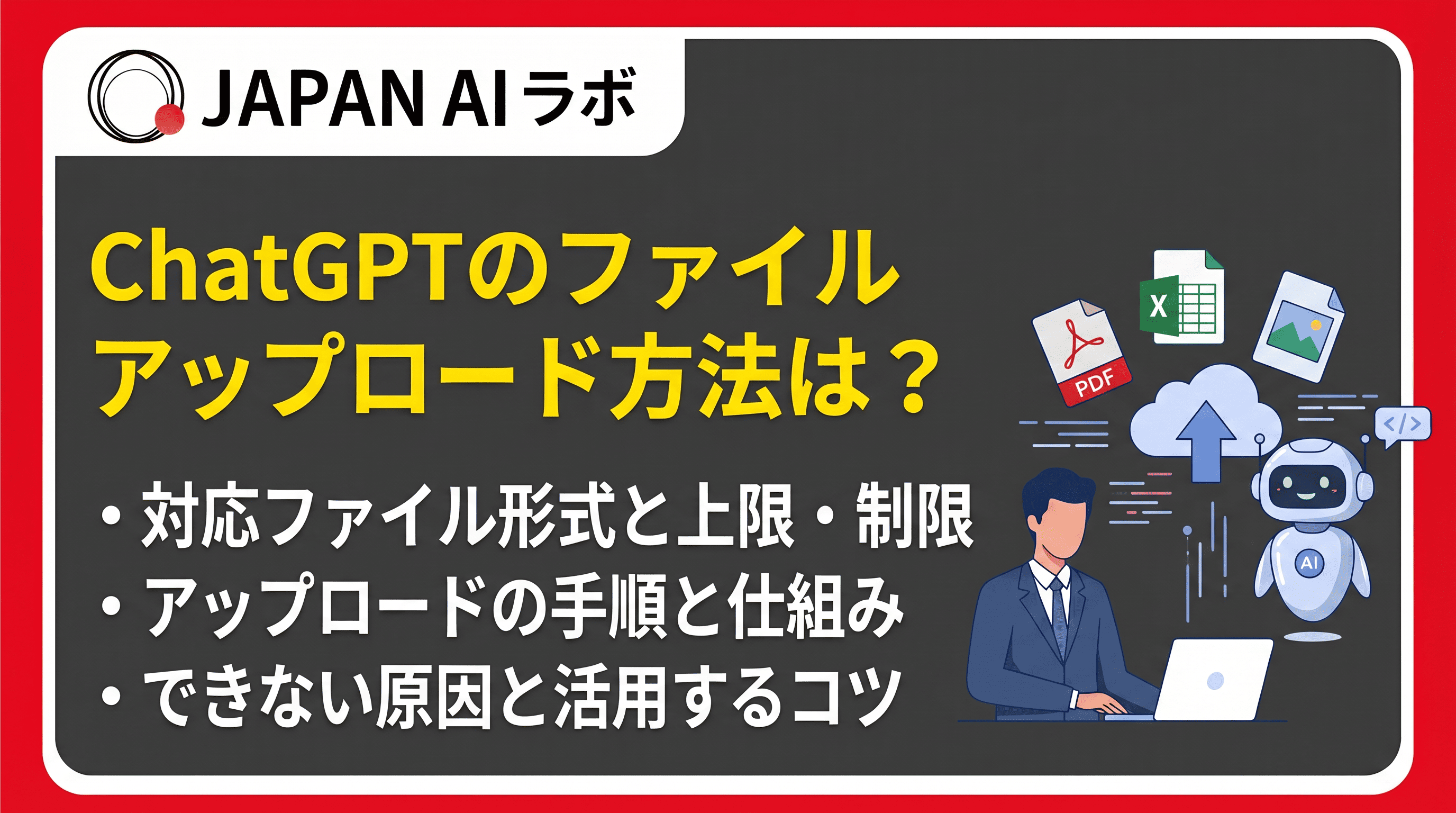 ChatGPTのファイルアップロード方法は？対応形式・上限・できない時の対処法まで